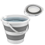 Galeata Pliabila 10L | Silicon Rezistent | Economisire Spatiu | Maner Ergonomic | Alb/Gri