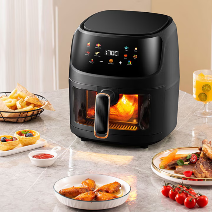 Friteuza Air Fryer 8L 2400W | Fara Ulei | 8 Programe | Afisaj LED | Geam Vizibil | Circulatie Aer 360° | Functie Memorare - imagine 4