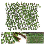 Promo 1+1 Gard Decorativ Extensibil Frunze Verzi | 100x100 cm | Intimitate Balcon Gradina Terasa | Lemn Salcie | Rezistent Exterior