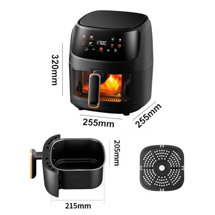 Friteuza Air Fryer 8L 2400W | Fara Ulei | 8 Programe | Afisaj LED | Geam Vizibil | Circulatie Aer 360° | Functie Memorare - imagine 5