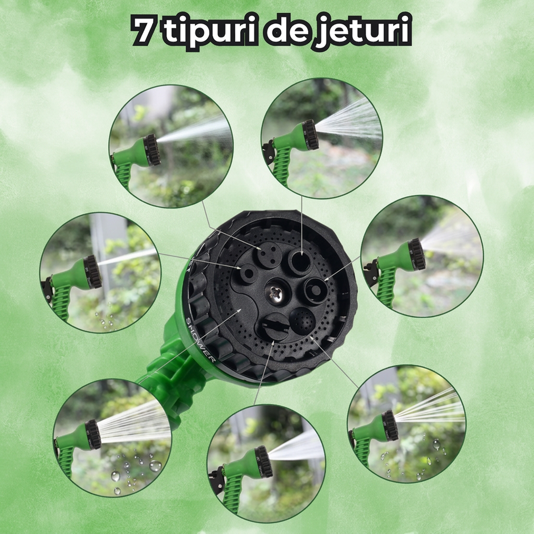 Furtun Extensibil Gradina 30m | Pistol 7 Functii | Dublu Latex | Conectori Rapizi | Flexibil si Rezistent - imagine 3
