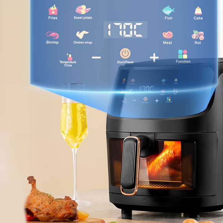 Friteuza Air Fryer 8L 2400W | Fara Ulei | 8 Programe | Afisaj LED | Geam Vizibil | Circulatie Aer 360° | Functie Memorare - imagine 3