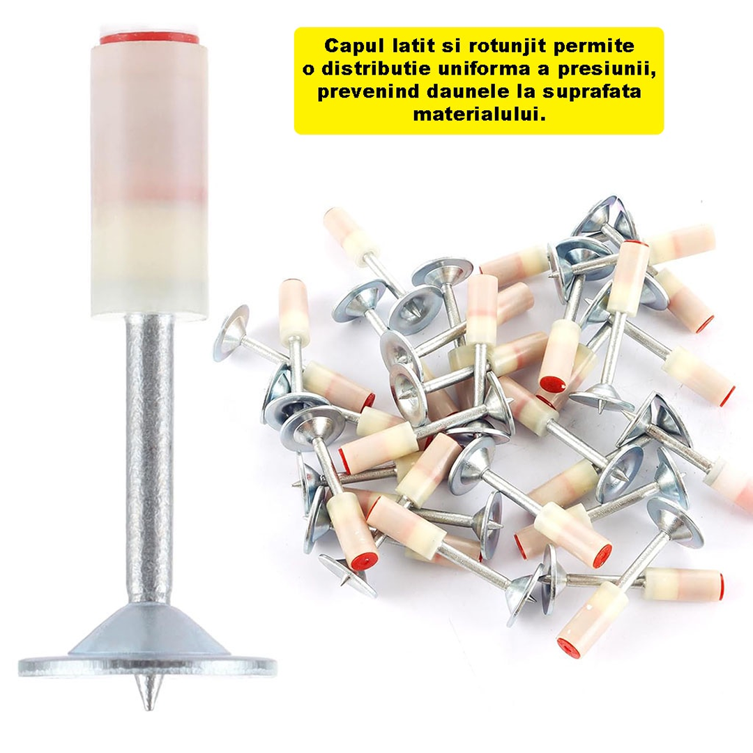 Set Cuie Tip Ciuperca Pentru Pistol | Autopropulsare | 100 Bucati Nituri | 7.3 mm | Pentru Fixare Profesionala - imagine 3