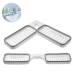 1+1 PROMO Suport Sapun Autoadeziv Cu Tava Scurgere | Montaj Fara Gaurire | Plastic Rezistent | Pentru Baie | Alb