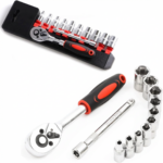 Set Chei Tubulare 12 Piese | 1/4 Inch | Otel Crom Vanadiu | Clichet 72T + Prelungitor 100 mm | 4–13 mm