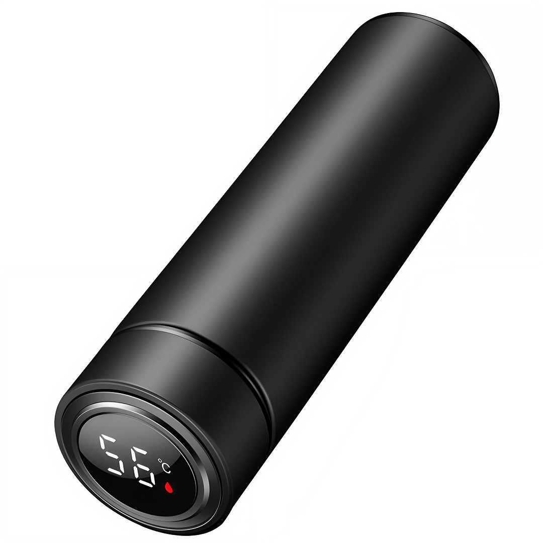 PROMO 1+1 Termos Inteligent Cu Afisaj Temperatura | 500 ml | Inox | Capac LED Touch | Etans | Negru - imagine 4