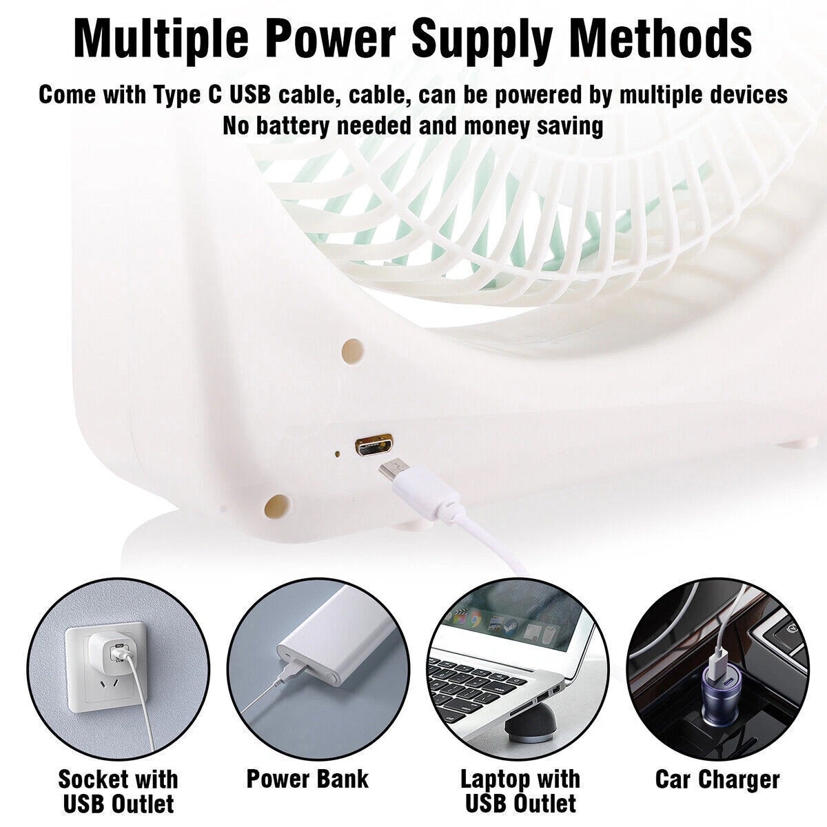 Ventilator portabil cu 3 trepte de viteza si baterie reincarcabila – design compact si silentios - imagine 2