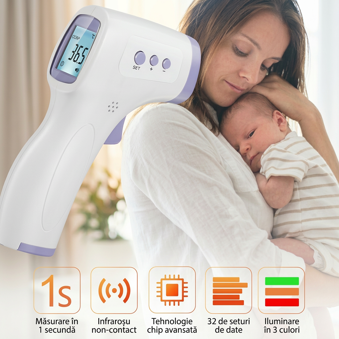 Pachet Promotional | Termometru Noncontact Infrarosu + Pulsoximetru | Ecran LCD | Masurare Temperatura si SpO2 - imagine 8