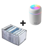 Pachet Promo | Umidificator Aromaterapie 300 ml LED 7 Culori + Organizator Imbracaminte 7 Compartimente Textil