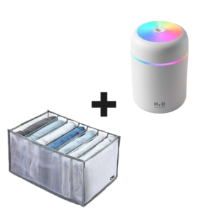 Pachet Promo | Umidificator Aromaterapie 300 ml LED 7 Culori + Organizator Imbracaminte 7 Compartimente Textil
