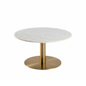 Masă Cafea Marmură Rotundă Corby | Blat Marmură Albă Guangxi | Picior Metalic Auriu Periat | Ø 80 cm & 90 cm | Alb & Auriu | Stil Luxury Modern