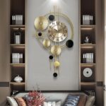 Ceas De Perete Mare Elegant | Design Nautic Modern | Mecanism Quartz Silentios | Lemn Si Metal | Negru Auriu