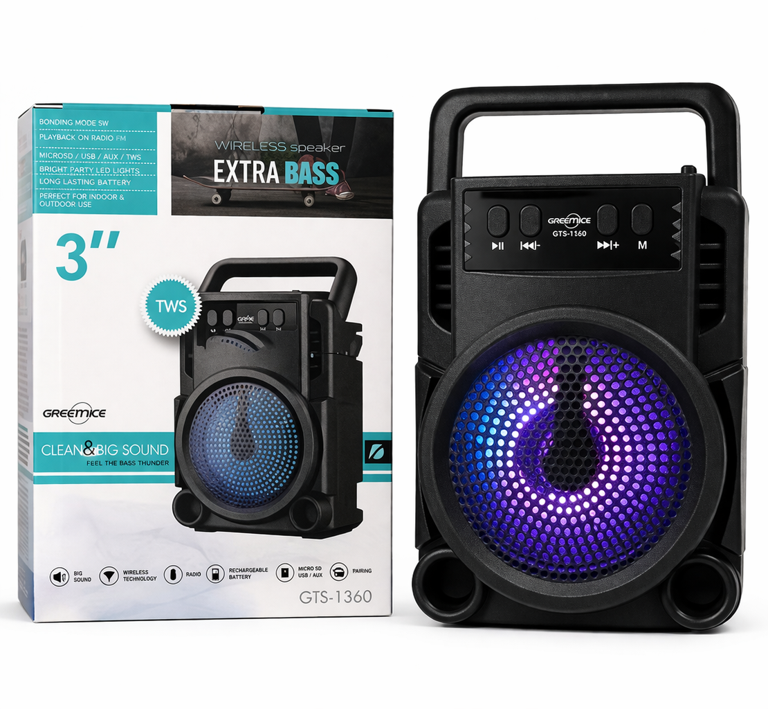 1+1 PROMO Boxa Portabila Bluetooth Cu LED RGB | Putere 10W | Radio FM | USB TF AUX | Baterie Reincarcabila | Maner Transport - imagine 4
