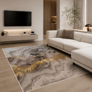 Covor abstract gri-auriu 160x200 cm – Design elegant si premium pentru locuinta