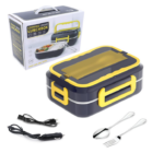 Cutie alimentara portabila incalzire electrica, inox, set tacamuri inclus, pentru masina si casa