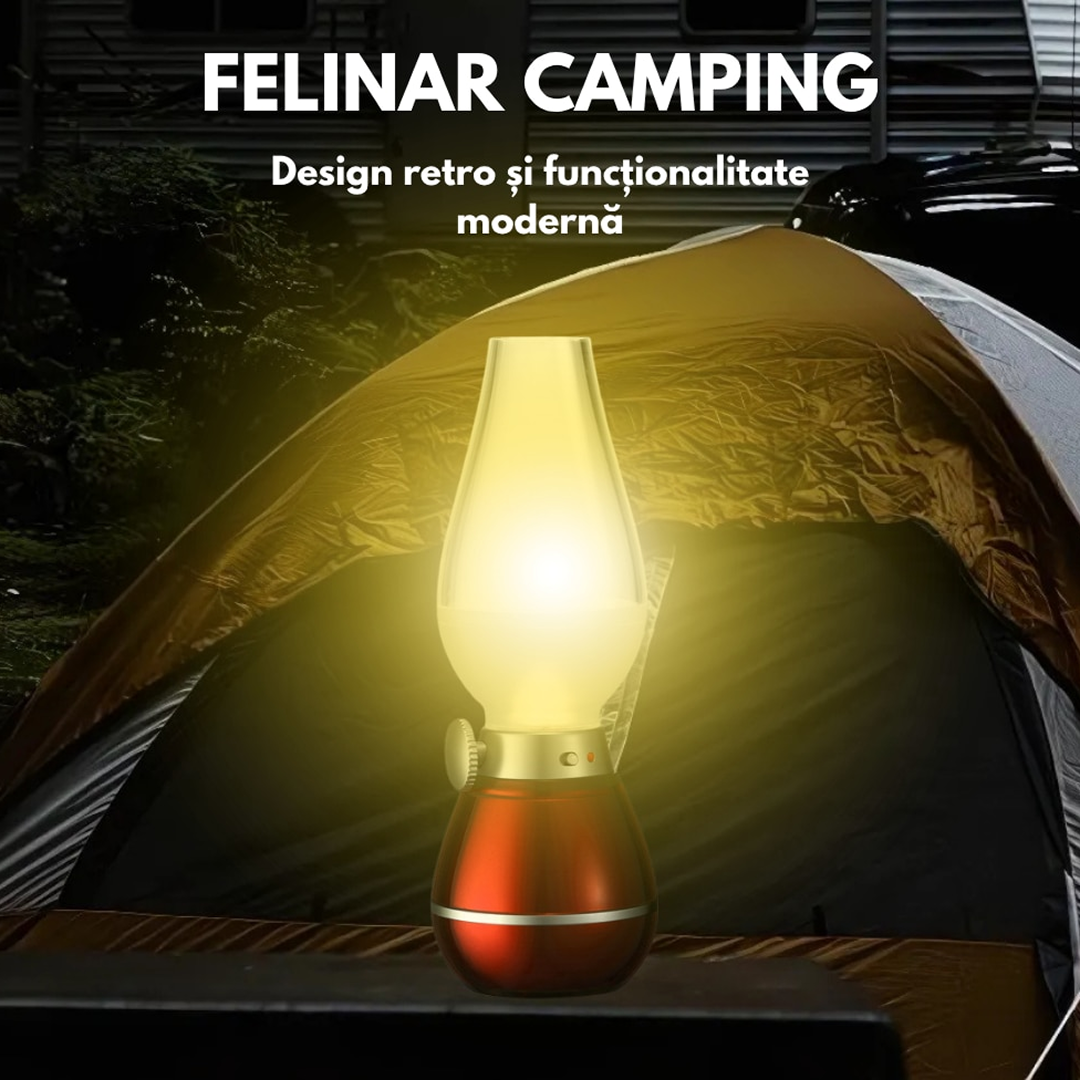 1+1 PROMO Felinar LED Retro Cu Stingere Prin Suflare | Reglare Intensitate | USB Reincarcabil | Design Vintage - imagine 5
