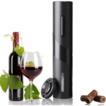 Set Tirbuson Electric Pentru Vin | Cu Taietor Folie + Dop Vid | Deschidere Automata | Cadou Premium | Negru