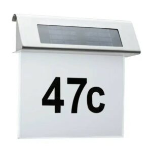 Numar Casa LED Solar Inox | Iluminare Automata Noapte | Rezistent La Intemperii | Include Cifre Si Litere