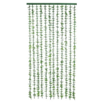 Perdea Decorativa Usa 90x180 Cm Cu Frunze | Bambus Si Material Textil | Anti Insecte | Verde