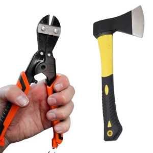 Pachet Promo | Topor Otel Carbon 600g 350mm + Cleste Taiat Sarma si Fier Beton 22cm | Fibra Sticla | Lame Intarite | Camping Constructii Bricolaj