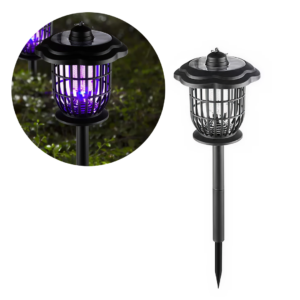 Lampa Solara LED + UV Anti-Tantari 2in1 | Senzor Crepuscul | 8-10 ore | 1200mAh | Decorativa sau Insecticida | 52cm | Gradina Terasa Curte | Negru