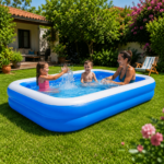 Piscina gonflabila family 200x120x40 cm – 2 inele, PVC rezistent, distractie vara pentru copii si familie