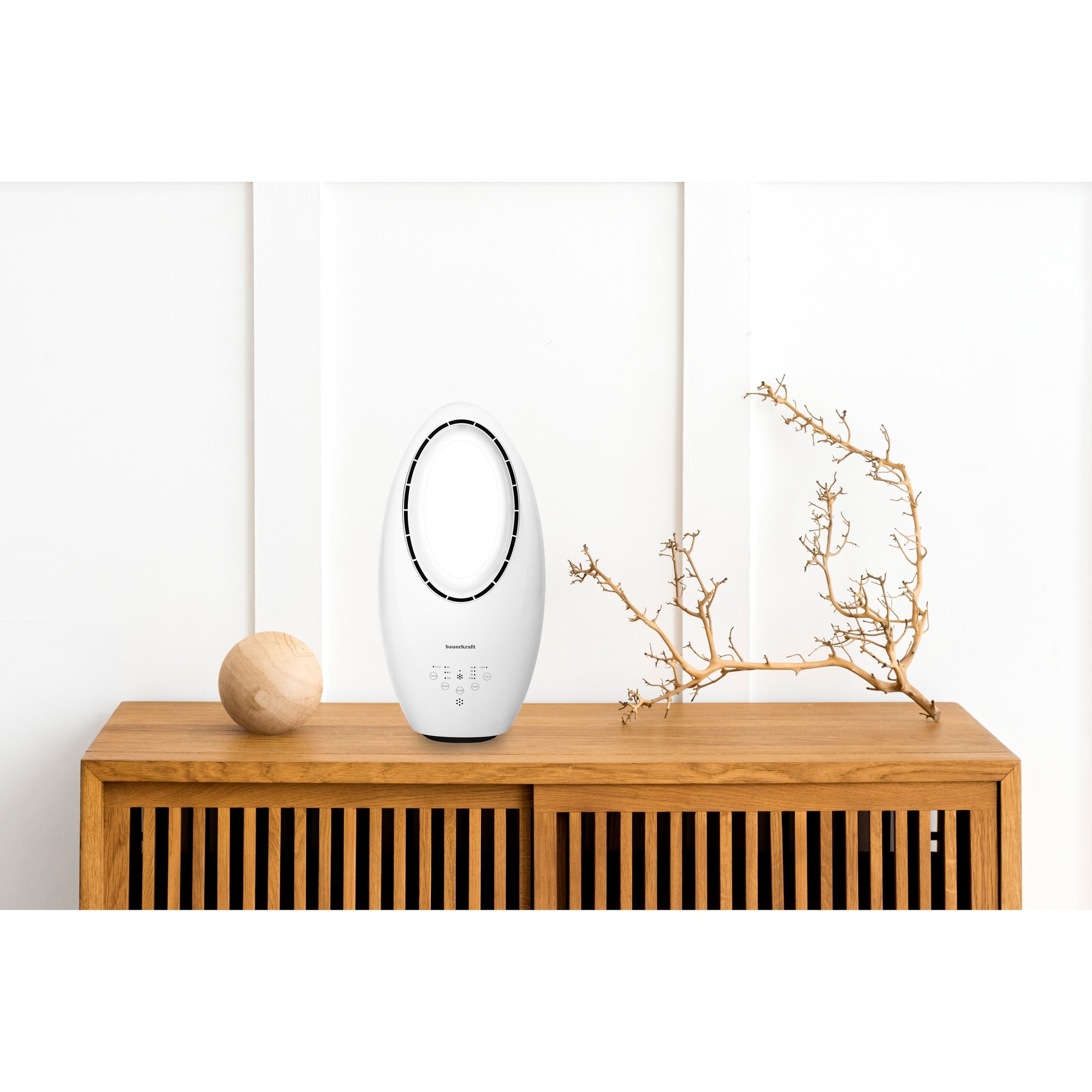 Ventilator pentru Birou Fara Palete 60W | 36dB Silentios | LED 4 Culori | Timer 7.5h | Telecomanda | Alb - imagine 3