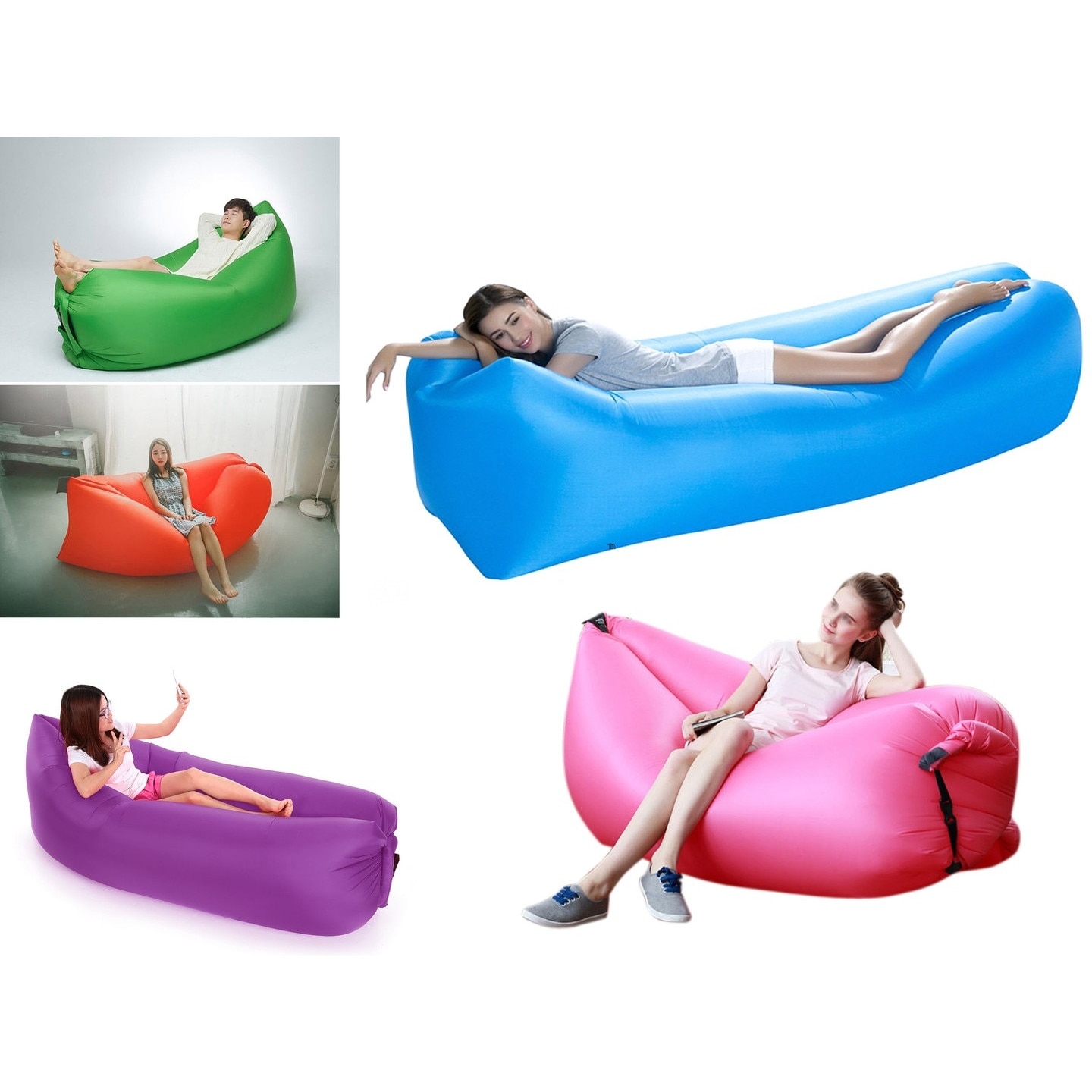 Sezlong gonflabil Lazy Bag Air Sofa – ultra portabil, umflare fara pompa, relaxare instant oriunde - imagine 5