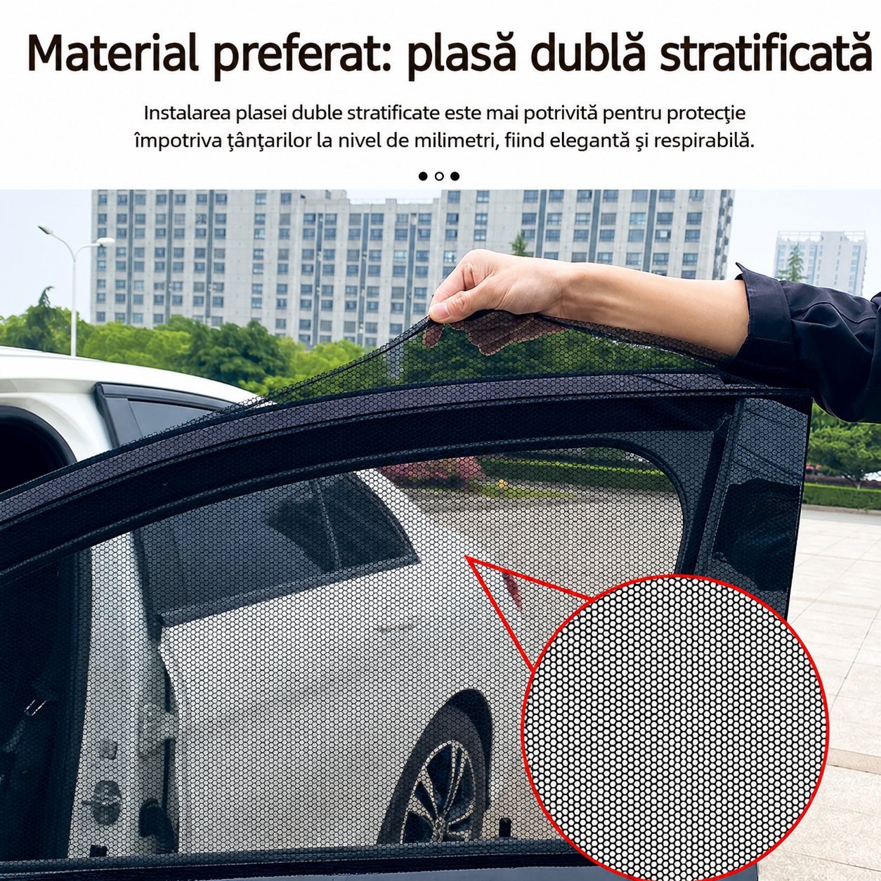 Set 4 Plase Auto pentru Geamuri – Plasa Protectie Anti Tantari si Soare, Montare Usoara, Ventilatie fara Insecte, Ideal pentru Camping si Calatorii - imagine 2