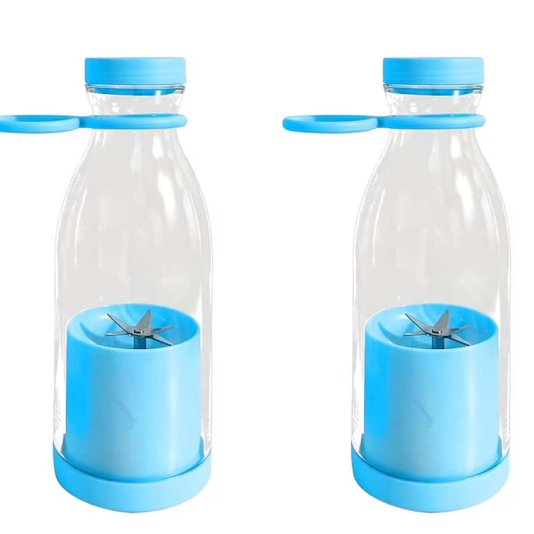 Mini Blender Portabil Electric | 40W 6 Lame 3D Inox | Baterie 1200mAh 15 Mixuri | Auto-Curatare | USB | Smoothie si Cocktail | Albastru