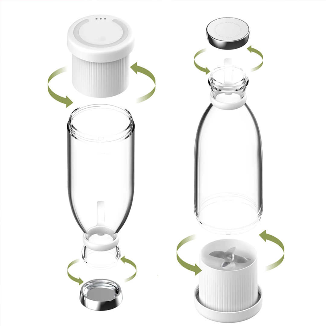 Mini Blender Portabil Electric | 40W 6 Lame 3D Inox | Baterie 1200mAh 15 Mixuri | Auto-Curatare | USB | Smoothie si Cocktail | Albastru - imagine 2