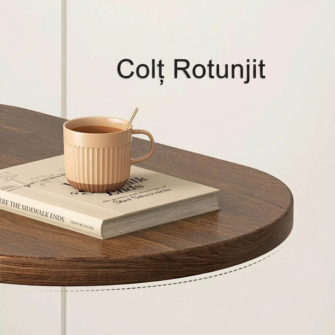 Masuta Laterala in Forma de C | Panou MDF si Cadru Metal | 34x24x58cm | Culoare Nuc | Canapea si Pat | Asamblare 10 Min - imagine 2