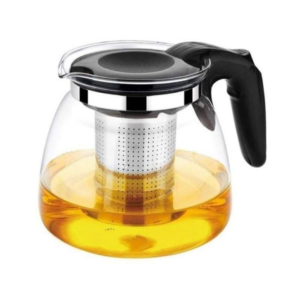 Ceainic Sticla Termorezistenta 1100ml | Infuzor Inox | Transparent | Capac si Maner PP | Compatibil Masina Vase | 360g | 13.5cm