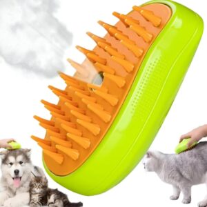 Pachet 1+1 Perie Animale 3in1 cu Aburi si Pulverizare | Periere, Hidratare si Masaj | USB Reincarcabila | Peri Silicon | Verde | Pisici si Caini Mici