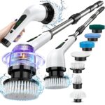 Perie Electrica Rotativa | 9 Capete Interschimbabile | 2 Viteze | Wireless IPX7 | Maner Extensibil