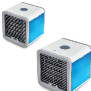 Pachet 1+1 Mini Racitor Aer Conditionat 3in1 | Portabil | 750ml | 8 Ore | LED 7 Culori | USB 10W | 19x19x19cm