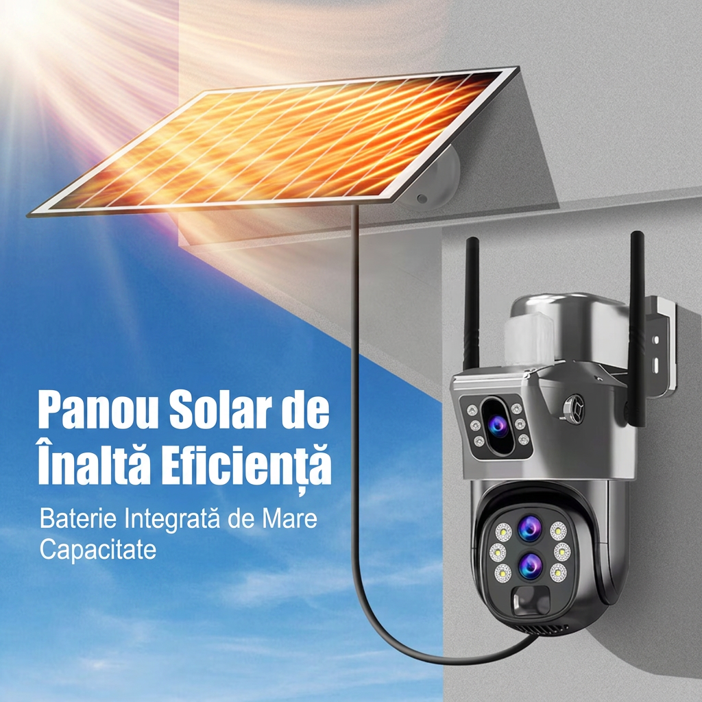 Camera Supraveghere Conexiune Wi-FI Solara 6 MP | Zoom Optic 10X | Card Memorie Cadou | Detectie Faciala si Auto Tracking 355° | Night Vision Color | IP66 - imagine 3