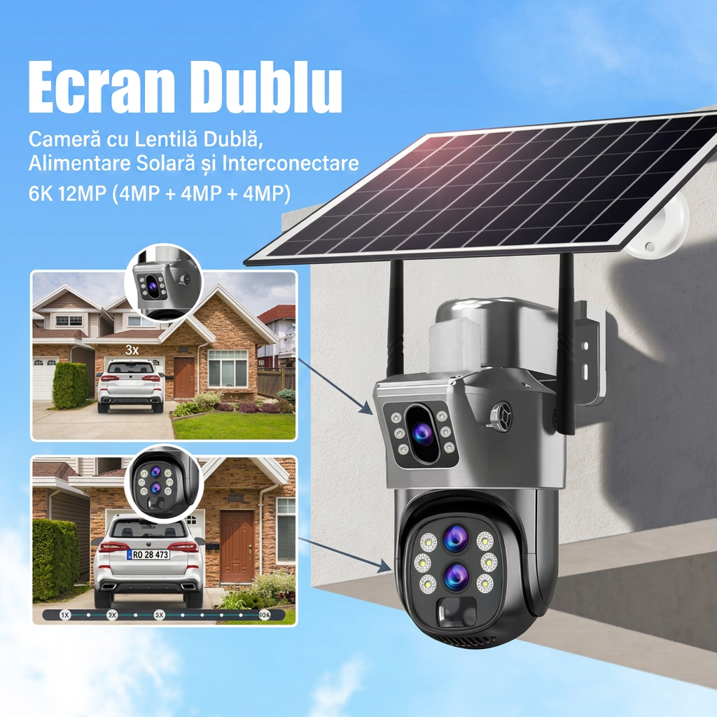 Camera Supraveghere Conexiune Wi-FI Solara 6 MP | Zoom Optic 10X | Card Memorie Cadou | Detectie Faciala si Auto Tracking 355° | Night Vision Color | IP66 - imagine 5