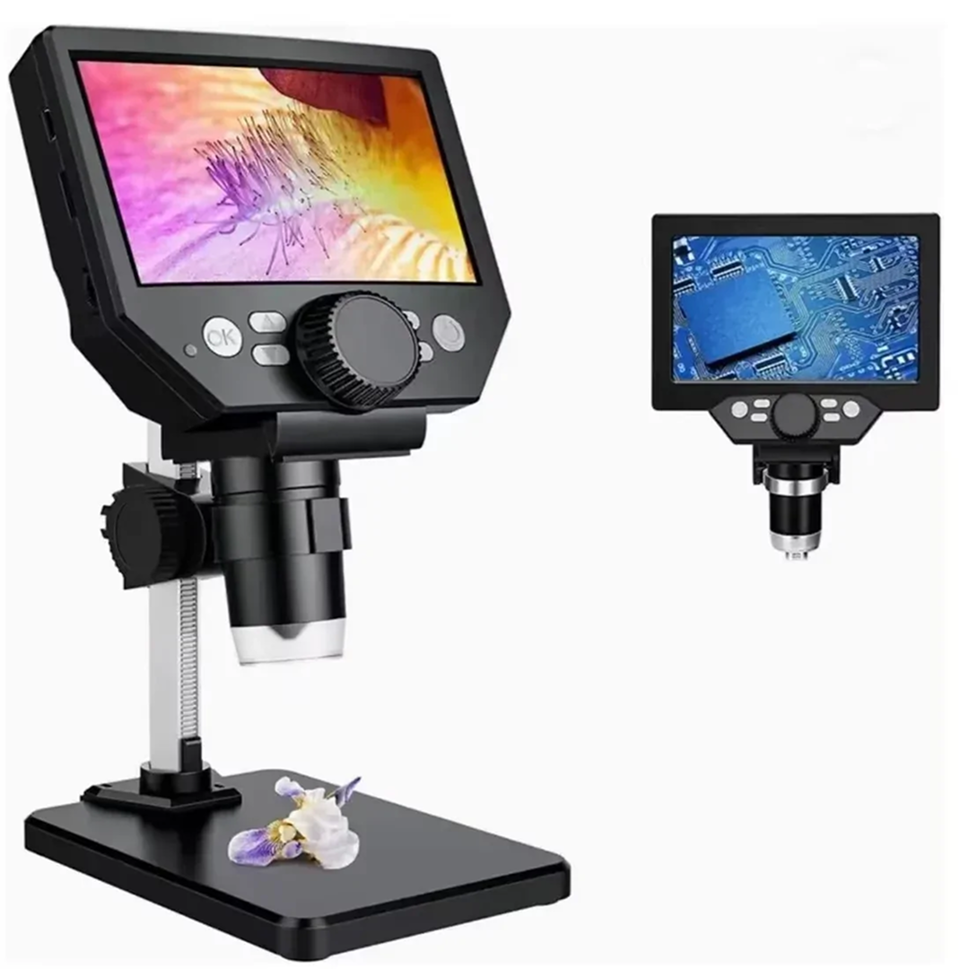 Microscop Digital Portabil | Ecran LCD 4.3" | Zoom 1X-1000X | 10MP 1080P | Baterie 2600mAh 2-3h | 8 LED Reglabile