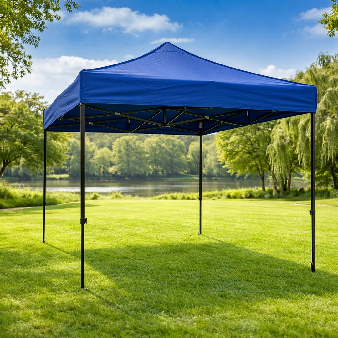 Cort Pavilion Pliabil 3x3m | Structura Metalica Ranforsata | Prelata Impermeabila UV | Sistem Acordeon | Inaltime Reglabila | Albastru, Rosu sau Negru - imagine 9