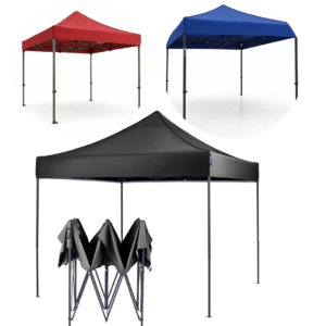 Cort Pavilion Pliabil 3x3m | Structura Metalica Ranforsata | Prelata Impermeabila UV | Sistem Acordeon | Inaltime Reglabila | Albastru, Rosu sau Negru