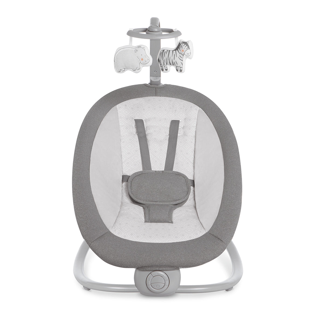 Balansoar Bebelus Pliabil | Muzica si Vibratii | 2 Pozitii Reclinare | Bara Jucarii Detasabila | Centura 5 Puncte | Max 9kg | 72x49x75cm