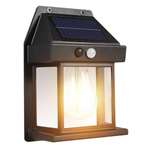 Lampa Solara de Perete LED | Design Felinar Exterior | Senzor Miscare si Crepuscul | IP65 | 12x57x17cm | Negru | Gradina Terasa