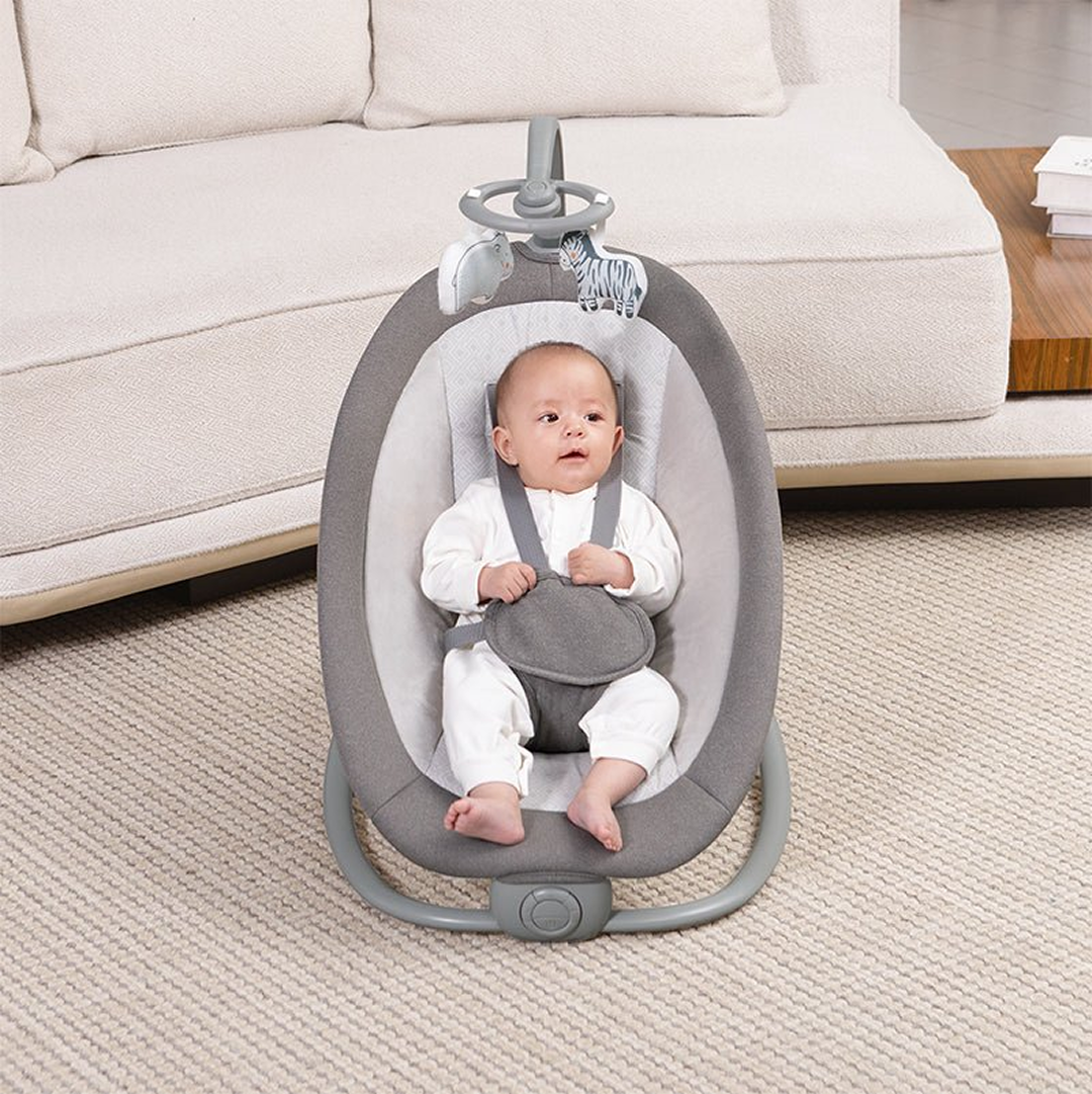 Balansoar Bebelus Pliabil | Muzica si Vibratii | 2 Pozitii Reclinare | Bara Jucarii Detasabila | Centura 5 Puncte | Max 9kg | 72x49x75cm - imagine 7