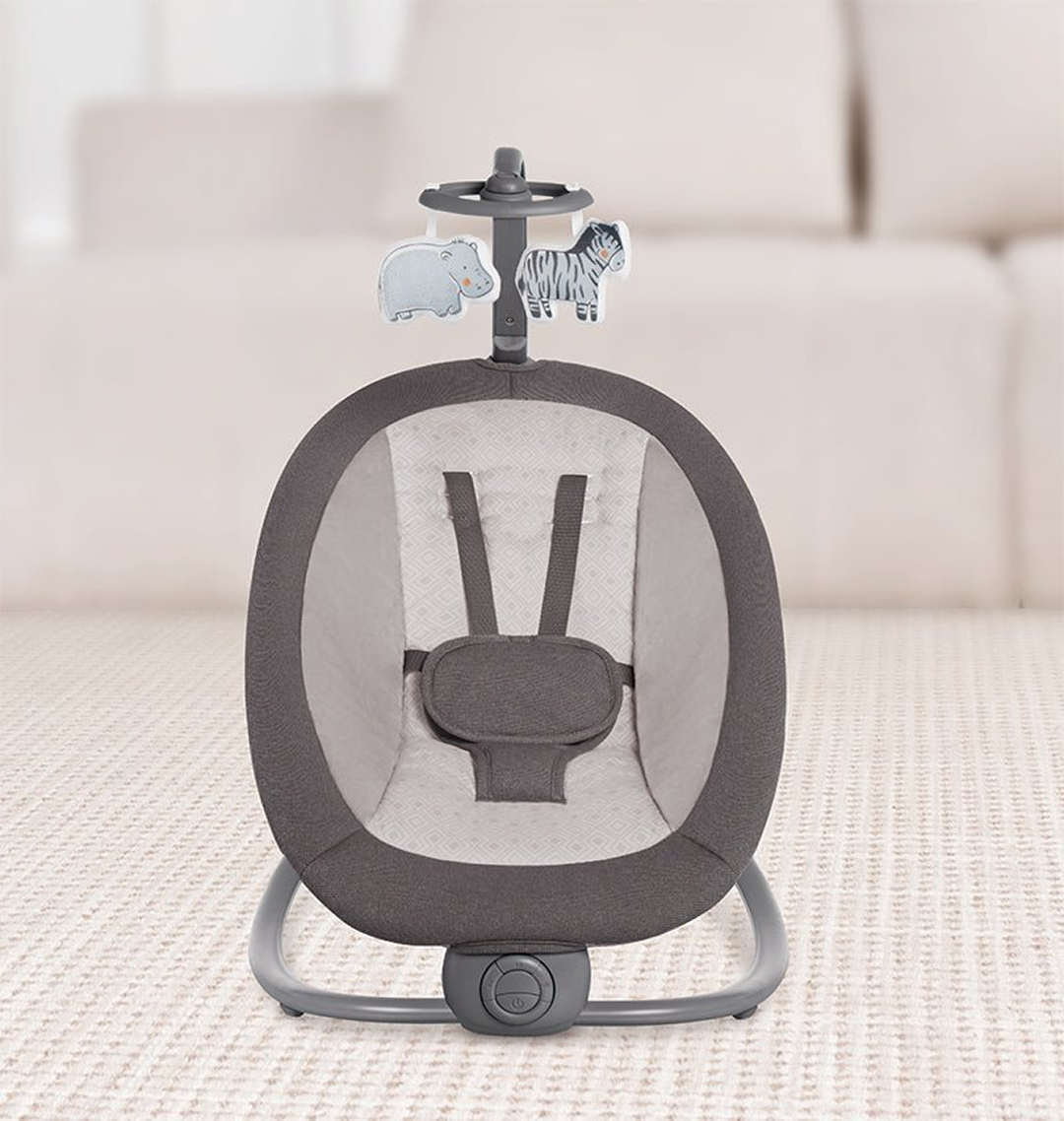 Balansoar Bebelus Pliabil | Muzica si Vibratii | 2 Pozitii Reclinare | Bara Jucarii Detasabila | Centura 5 Puncte | Max 9kg | 72x49x75cm - imagine 6