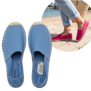 Espadrile Plate Handmade Spania | Panza Bumbac + Talpa Pluta si Iuta | Slip-On | 3 Culori: Roz, Albastru Deschis, Verde Deschis | Marimi 36-41