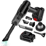 Aspirator de Mana cu Acumulator | 150W | 48V | 5000Pa | 7 Accesorii | Aspira, Sufla, Pompeaza, Perie | Negru