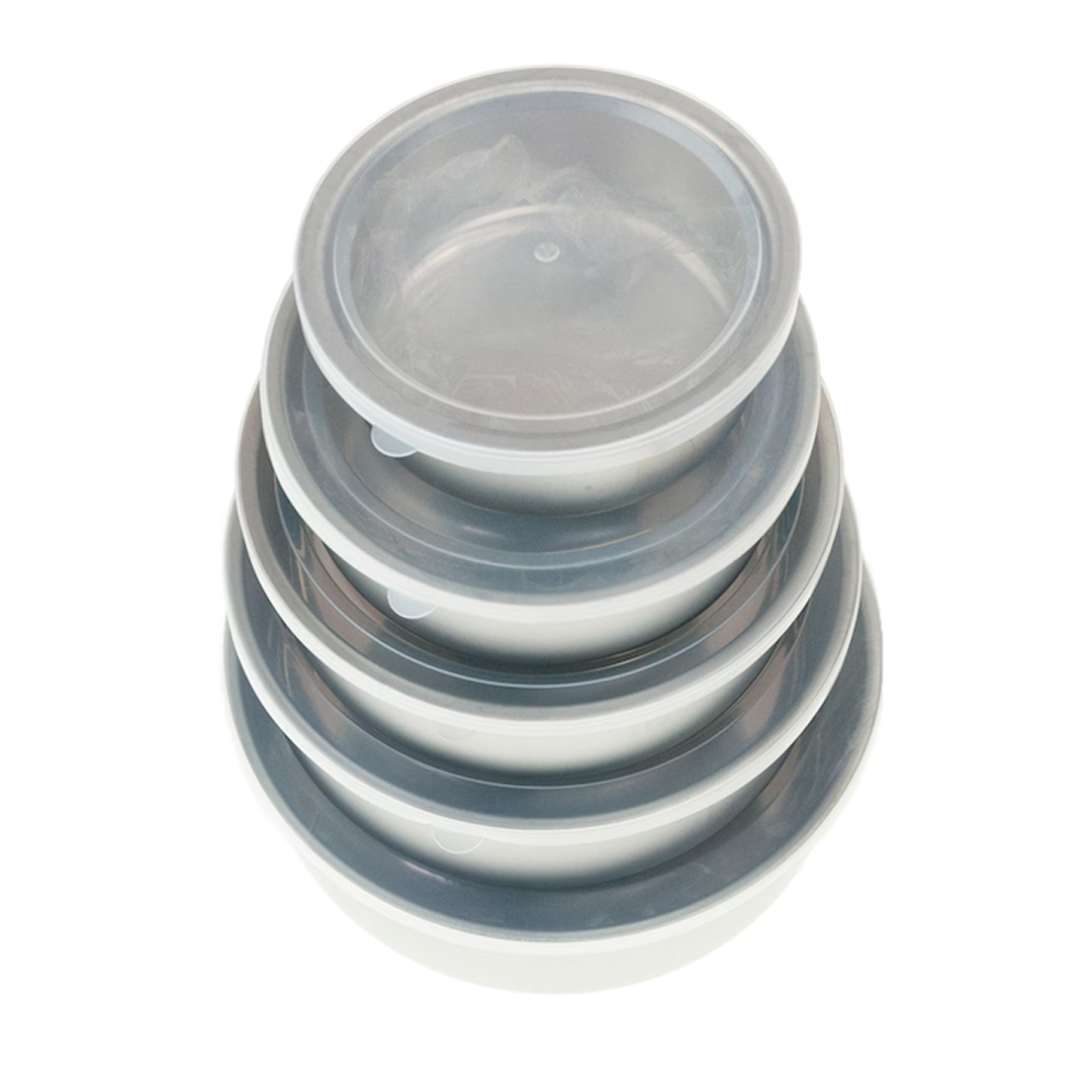 Set 5 Recipiente Otel Inoxidabil cu Capac Transparent | Alternativa Ecologica la Plastic | 10-18cm | Picnic, Calatorii si Organizare Bucatarie - imagine 2