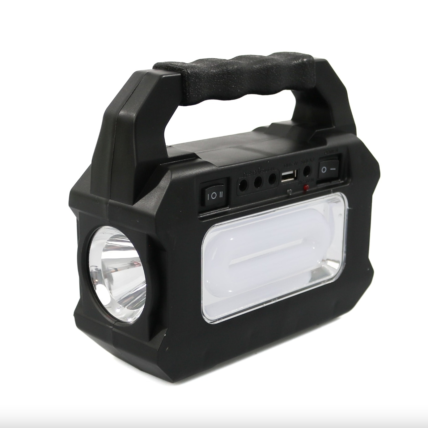 Kit Solar Portabil GD8080 | Lanterna Spot/Flood si Lampa Lucru 12 LED | 3 Becuri LED Cablu 5m | Baterie 4000mAh 6V | Incarcare Solara 12h sau Retea 13h | USB 5V - imagine 4