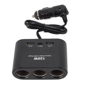 Incarcator/Adaptor Auto USB 120W | 3 Porturi USB | DC 12-24V | Material ABS Rezistent la Socuri | Incarcare Rapida in Masina